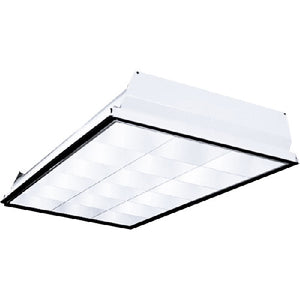Columbia Lighting P422-340TTG-GW33-S-3ETT120 2' x 2' Recessed Air Handling Parabolic Louver, Three 40W Twin Tube Compact Lamps, Grid Ceiling, White Louver, 3 Cells Crosswise, 3 Cells Lengthwise, Static Air Function, Electronic Twin Tube, 120V