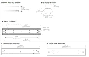 Columbia Lighting RLB4-935LM-FAM-EU-ELL14 4' Reverie Decorative LED Low Bay, 90 CRI, 3500K, 5688 Lumens, Frosted Acrylic Shielding, Medium Distribution, No Uplight, Fixed Output, 120-277V, Emergency Battery