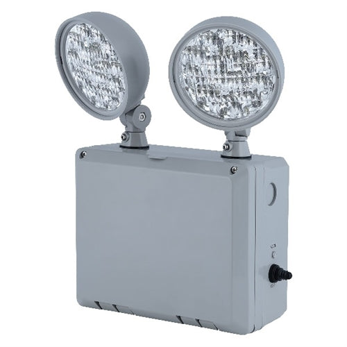 Compass Lighting CU2WG 1.875W Wet Location LED Emergency Light, Dual-Head Fully Adjustable, Grey Finish