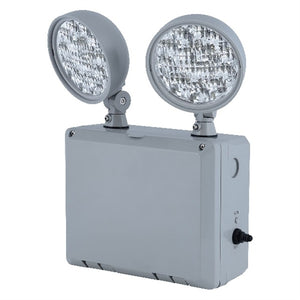 Compass Lighting CU2WG 1.875W Wet Location LED Emergency Light, Dual-Head Fully Adjustable, Grey Finish