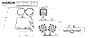 Compass Lighting CU2WG 1.875W Wet Location LED Emergency Light, Dual-Head Fully Adjustable, Grey Finish