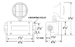 Dual-Lite C1D2R-12V12WF Class 1 Division 2 Hazardous Location Emergency Light, 12V, 12W, Single Head, Both Sides Hub