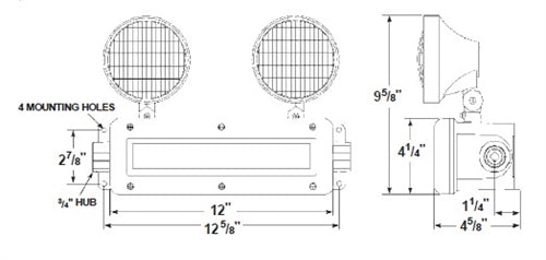 Dual-Lite C1D2TR-6V8WF Class 1 Division 2 Hazardous Location Emergency Light, 6V, 8W, Twin Head, Both Sides Hub