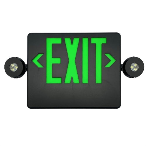 Dual Lite EVCHL-U-G-B-12 12W High Lumen Combination Exit/ Emergency Light, Universal Single/ Double Face, Green Letter, Black Finish