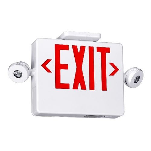 Dual Lite EVCHL-U-R-W-12 12W High Lumen Combination Exit/ Emergency Light, Universal Single/ Double Face, Red Letter, White Finish