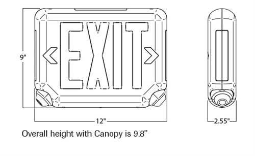Dual-Lite EVCUGWD4-0 Architectural LED Exit and Emergency Light, Universal Face, Green Letters, White Finish, 2 LED Remote Capacity, No Self-Diagnostics, No Lamp Heads