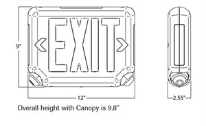 Dual-Lite EVCUGWD4-0 Architectural LED Exit and Emergency Light, Universal Face, Green Letters, White Finish, 2 LED Remote Capacity, No Self-Diagnostics, No Lamp Heads