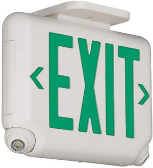 Dual-Lite EVCUGWD4I Architectural LED Exit and Emergency Light, Universal Face, Green Letters, White Finish, 2 LED Remote Capacity