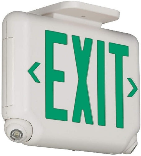 Dual-Lite EVCUGWD4I Architectural LED Exit and Emergency Light, Universal Face, Green Letters, White Finish, 2 LED Remote Capacity