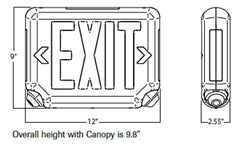 Dual-Lite EVCUGWI Architectural LED Exit and Emergency Light, Universal Face, Green Letters, White Finish, Sprectron Self-Diagnostics