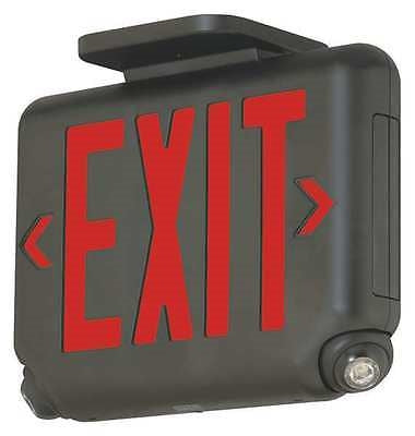 Dual-Lite EVCURBD4 Architectural LED Exit and Emergency Light, Universal Face, Red Letters, Black Finish, 2 LED Remote Capacity, No Self-Diagnostics