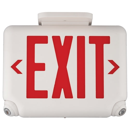 Dual-Lite EVCURWD4-0 Architectural LED Exit and Emergency Light, Universal Face, Red Letters, White Finish, 2 LED Remote Capacity, No Self-Diagnostics, No Lamp-Heads
