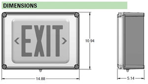 Dual Lite EVE4XRWE Wet Location NEMA Exit Sign, Red Letter, White Finish, Emergency Operation