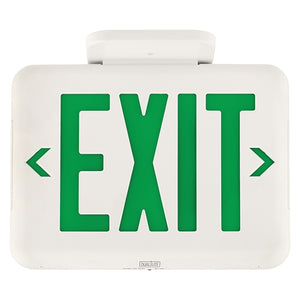 Dual-Lite EVEUGWEI LED Exit Sign, Single/ Double Face, Green Letters, White Finish, Emergency Operation, Spectron Self-Diagnostics