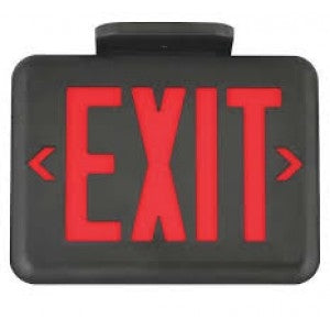 Dual-Lite EVEURBE LED Exit Sign, Single/ Double Face, Red Letters, Black Finish, Emergency Operation, No Self-Diagnostics