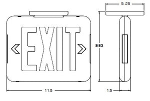 Dual-Lite EVEURBE LED Exit Sign, Single/ Double Face, Red Letters, Black Finish, Emergency Operation, No Self-Diagnostics