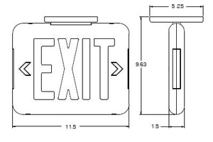 Dual-Lite EVEURWE LED Exit Sign, Single/ Double Face, Red Letters, White Finish, Emergency Operation, No Self-Diagnostics