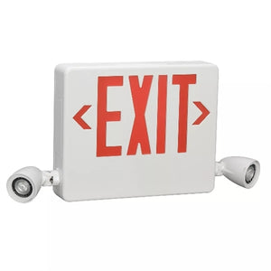 Dual Lite HCXURW-03LRC12 Side Mount Designer LED Exit Sign and Emergency Light, Universal Face, Red Letters, 3W LED Lamps with 17W Remote Capacity, White Finish