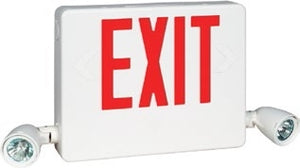 Dual-Lite HCXURWRC12-FTA Side Mount Designer LED Exit Sign and Emergency Light, Universal Face, Red Letters, White Finish, with 12W Remote Capacity, Lighting Heads Included, Free Trade Agreement Transform