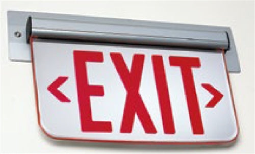 Dual Lite LEWSRLSA Wall Mount Edge-Lit LED Exit Sign, Single Face, Red Letters, Left Arrow, Satin Brass Finish, AC Only