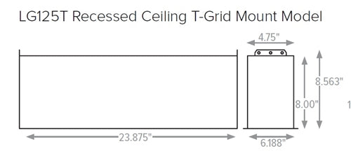 Dual Lite LG-125T-AO 125VA/110W Litegear Central Ligthing Inverter, Recessed Ceiling T-Grid, Adjustable Output