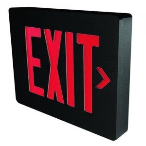 Dual-Lite SESRBN Sempra Die Cast Exit Sign, Single Face, Red Letter Color, Black Finish with Brushed Facec, AC Only, No Self-Diagnostic