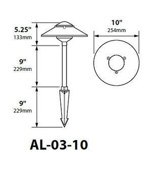 Focus Industries AL-03-10LED3CPR 12V 3W Omni LED Cast Aluminum 10" 2 Tier Pagoda Hat Area Light, Chrome Powder Finish