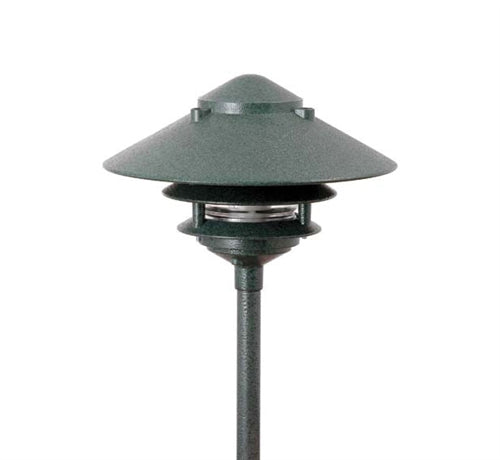 Focus Industries AL-03-3T103LED3CPR 12V 3W Omni LED Cast Aluminum 10" 2 Tier Pagoda Hat Area Light with 3" Base, Chrome Powder Finish