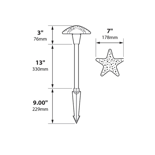 Focus Industries  12V 3W Omni LED Cast Brass Starfish Hat Area Light, Brass Acid Verde Finish