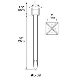 Focus Industries 12V 3W Omni LED Solid Brass Lantern Area Light with ABS Post, Camel Tone Finish