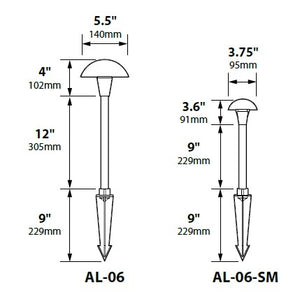 Focus Industries AL06SML12CAM 12V 3W Omni LED 3.5" Cast Aluminum Mini Mushroom Hat, Camel Tone Finish