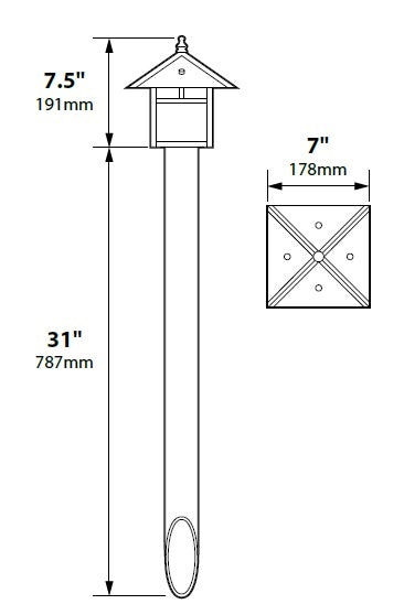 Focus Industries AL09L12RST 12V 3W Omni LED Brass Post Lantern Area Light with ABS Post, Rust Finish
