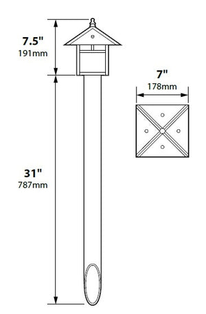 Focus Industries AL09L12RST 12V 3W Omni LED Brass Post Lantern Area Light with ABS Post, Rust Finish