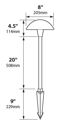 Focus Industries AL12L12BRT 12V 3W Omni LED 8" Cast Aluminum Mushroom Hat, Bronze Texture Finish