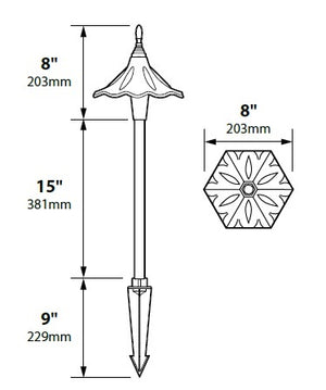 Focus Industries AL14L12ATV 12V 3W Omni LED 8" Cast Aluminum Oriental Hat, Antique Verde Finish