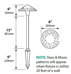Focus Industries AL16AHL12BAR 12V 3W Omni LED 8" Cast Brass Stars and Moons Area Light with Adjustable Hub, Brass Acid Rust Finish