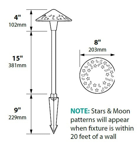 Focus Industries AL16AHL12BAV 12V 3W Omni LED 8" Cast Brass Stars and Moons Area Light with Adjustable Hub, Brass Acid Verde Finish