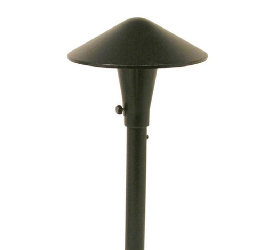 Focus Industries AL17SMAHL12ATV 12V 3W Omni LED 5.5" Cast Aluminum China Hat Area Light with Adjustable Hub, Antique Verde Finish