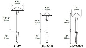 Focus Industries AL17SMAHL12RBV 12V 3W Omni LED 5.5" Cast Aluminum China Hat Area Light with Adjustable Hub, Rubbed Verde  Finish