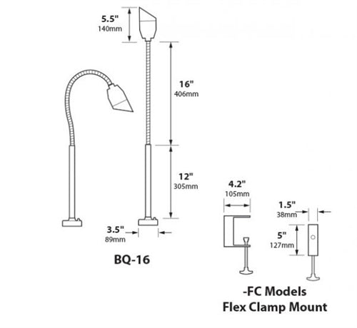 Focus Industries BQ-16-FD-L48-SS 12V 7W MR16 LED Stainless Steel BBQ Flext Light Deck Series