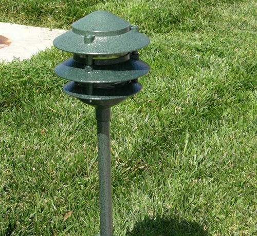 Focus Industries FAL-03-FL13S3-ATV 120V 13W CFL spiral 3 Tier 6" Pagoda Hat, 3" Post Mount Base Area Light, Antique Verde Finish