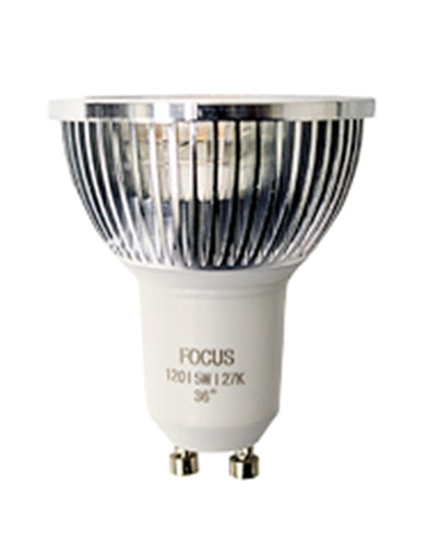 Focus Industries FL-LED-MR16SS1205W36 5W 12V Arrow Super Saver LED, MR16 GU10, 40,000 Hours, Dimmable 36 Degrees Flood, 3000K, 