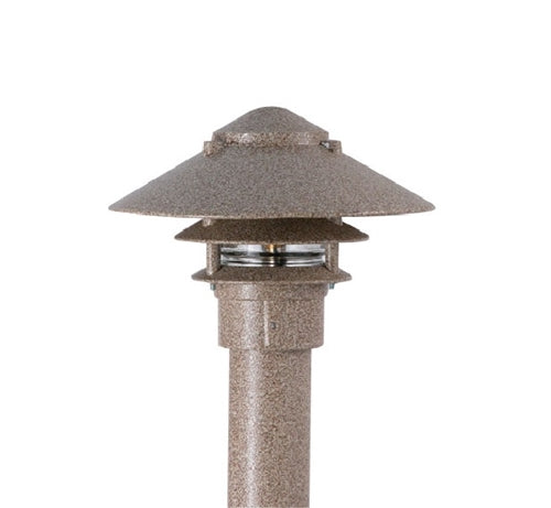 Focus Industries IAL-03-10NL3-LUN E26 Standard Base 3 Tier 10" Pagoda Hat, 3" Post Mount Base Area Light, Luna Finish