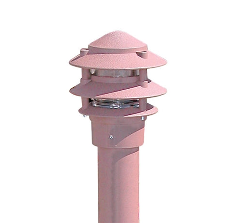 Focus Industries IAL-03-NL3-STU E26 Standard Base 3 Tier 6" Pagoda Hat, 3" Post Mount Base Area Light, Stucco Finish
