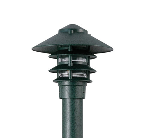 Focus Industries IAL-04-10NL3-ATV E26 Standard Base 4 Tier 10" Pagoda Hat, 3" Post Mount Base Area Light, Antique Verde Finish