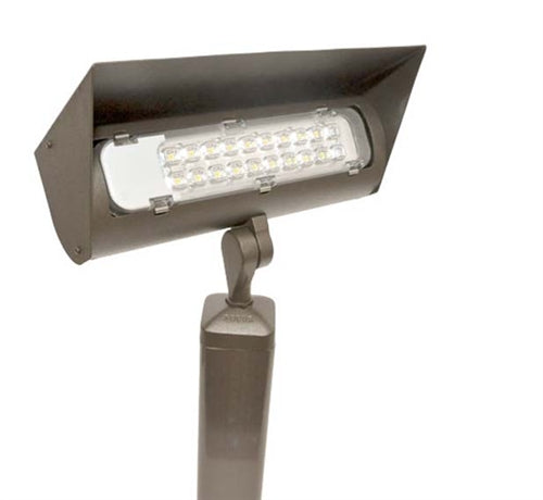 Focus Industries LFL-02-HE2753-BAV 120V 27W LED 5300K, Floodlight with Hood Extension, Brass Acid Verde Finish