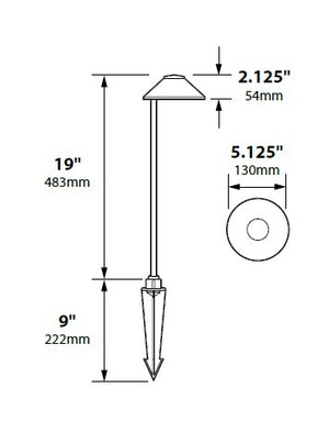 Focus Industries PL01L12WTX 12V 3W Omni LED 5.5" Cast Aluminum China Hat Path Light, White Texture Finish