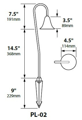 Focus Industries PL02L12WBR 12V 3W Omni LED 5.5" Spun Aluminum China Hat Path Light, Weathered Brown Finish