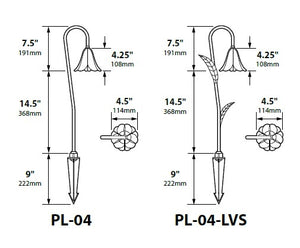 Focus Industries PL04L12BLT 12V 3W Omni LED 4.5" Cast Aluminum Tulip Hat Path Light, Black Texture Finish