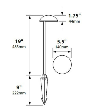 Focus Industries PL05L12WTX 12V 3W Omni LED 5.5" Cast Aluminum Mushroom Hat Path Light, White Texture Finish